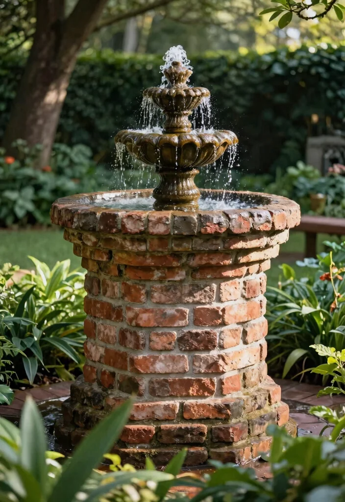 7 Sturdy Water Fountain Base Ideas for DIY Projects 5. Brick Pedestal Base 0