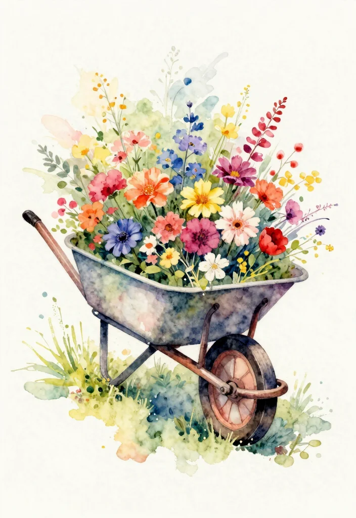 7 Unique Wheelbarrow Tattoo Ideas for Hardworking Gardeners 3. The Watercolor Wheelbarrow 0