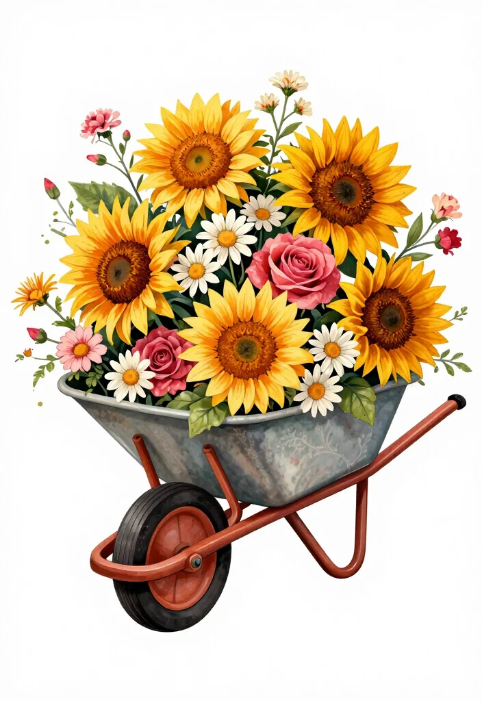 7 Unique Wheelbarrow Tattoo Ideas for Hardworking Gardeners 5. The Floral Wheelbarrow 0