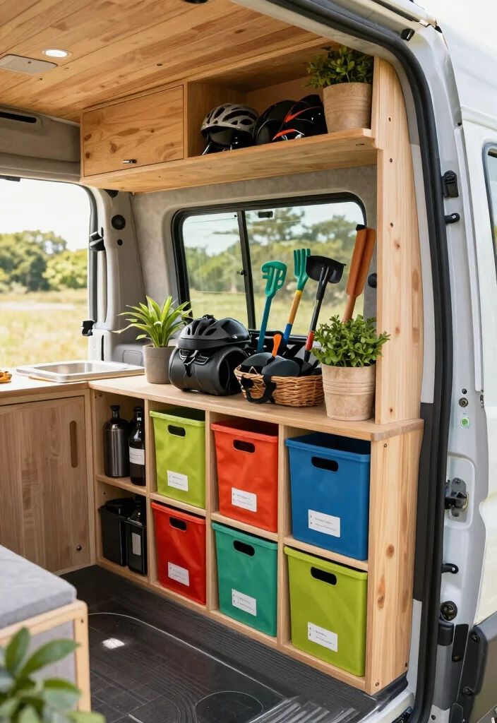 9 Clever Van Bike Storage Ideas for Outdoor Adventures 6. Outdoor Gear Cubbies 0