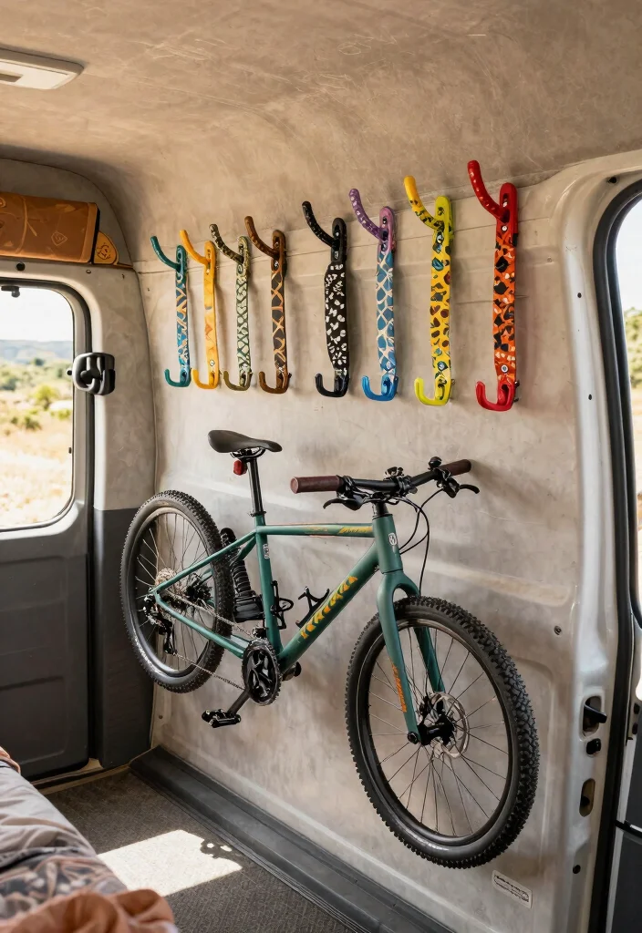 9 Clever Van Bike Storage Ideas for Outdoor Adventures 7. Rotatable Bike Hooks 0