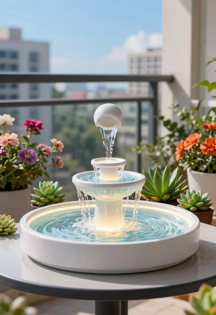 9 Compact Balcony Water Fountain Ideas for Apartments 1. Mini Desktop Waterfall Fountain 0