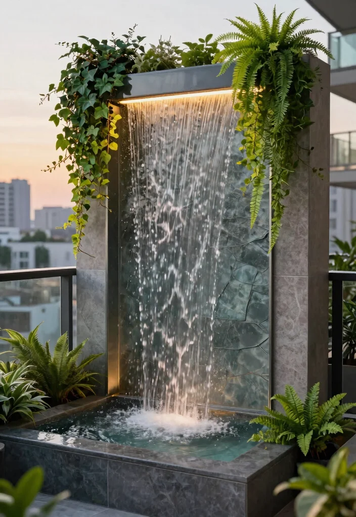 9 Compact Balcony Water Fountain Ideas for Apartments 2. Wall Mounted Water Wall 0