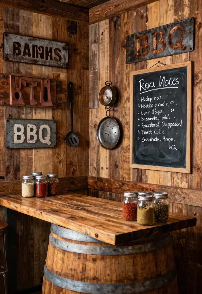 9 Cool Smoker Room Ideas for Indoor BBQ Enthusiasts 3. BBQ Decor with a Rustic Twist 0