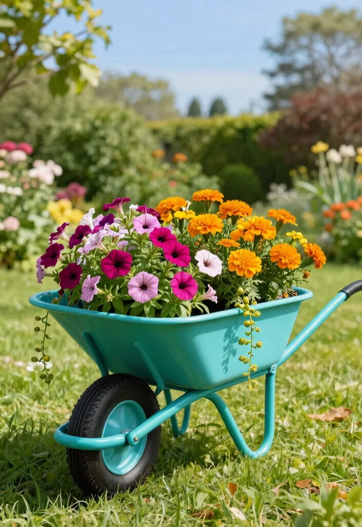 9 Creative Painted Wheelbarrow Ideas to Brighten Your Lawn 1 9 Creative Painted Wheelbarrow Ideas to Brighten Your Lawn 1. The Floral Fantasy Wheelbarrow 0