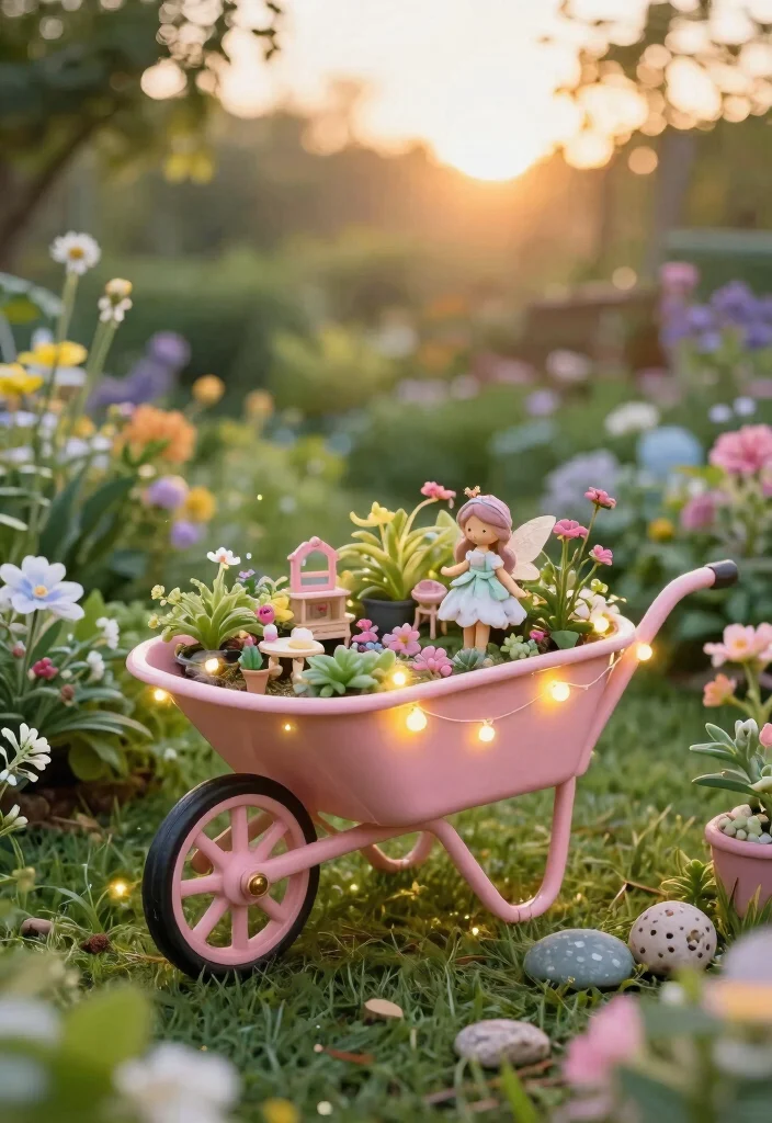 9 Creative Painted Wheelbarrow Ideas to Brighten Your Lawn 3 9 Creative Painted Wheelbarrow Ideas to Brighten Your Lawn 3. Whimsical Fairy Garden Wheelbarrow 0