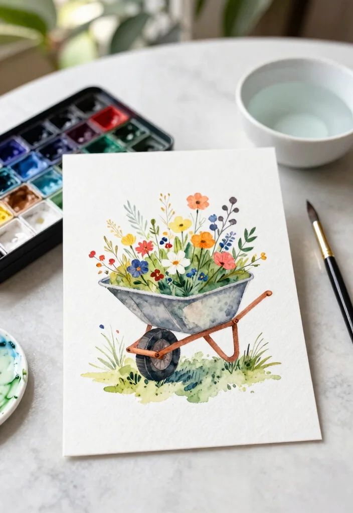 9 Creative Wheelbarrow Card Ideas for Birthday Celebrations 4 9 Creative Wheelbarrow Card Ideas for Birthday Celebrations 4. Watercolor Wheelbarrow Art 0