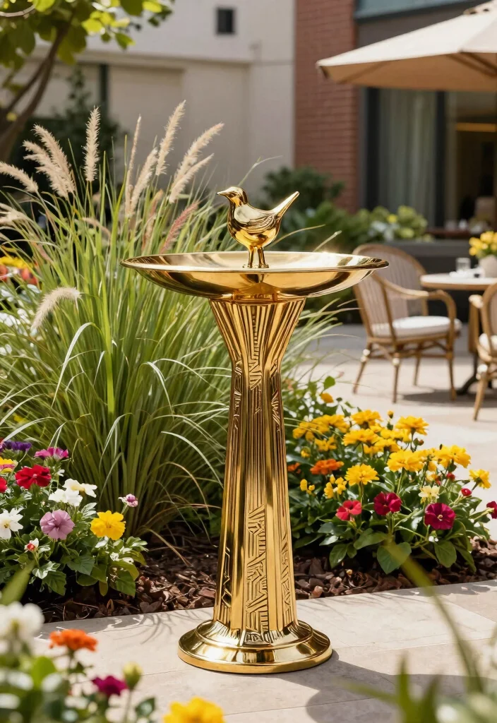 9 Elegant Metal Bird Bath Ideas Vintage Garden Style 3. Art Deco Inspirations 0