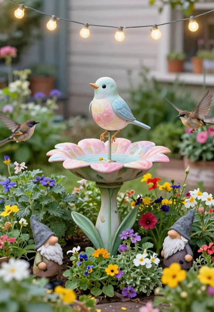 9 Elegant Metal Bird Bath Ideas Vintage Garden Style 4. Whimsical Fairy Tale Appeal 0