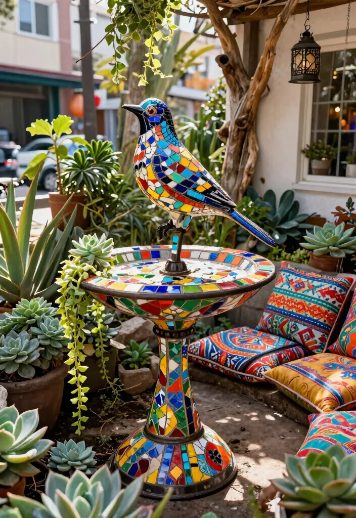 9 Elegant Metal Bird Bath Ideas Vintage Garden Style 7. Bohemian Inspired Designs 0