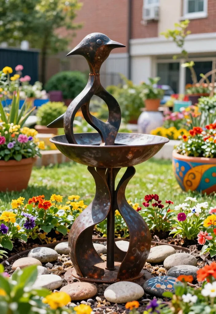 9 Elegant Metal Bird Bath Ideas Vintage Garden Style 9. Unique Sculptural Designs 0