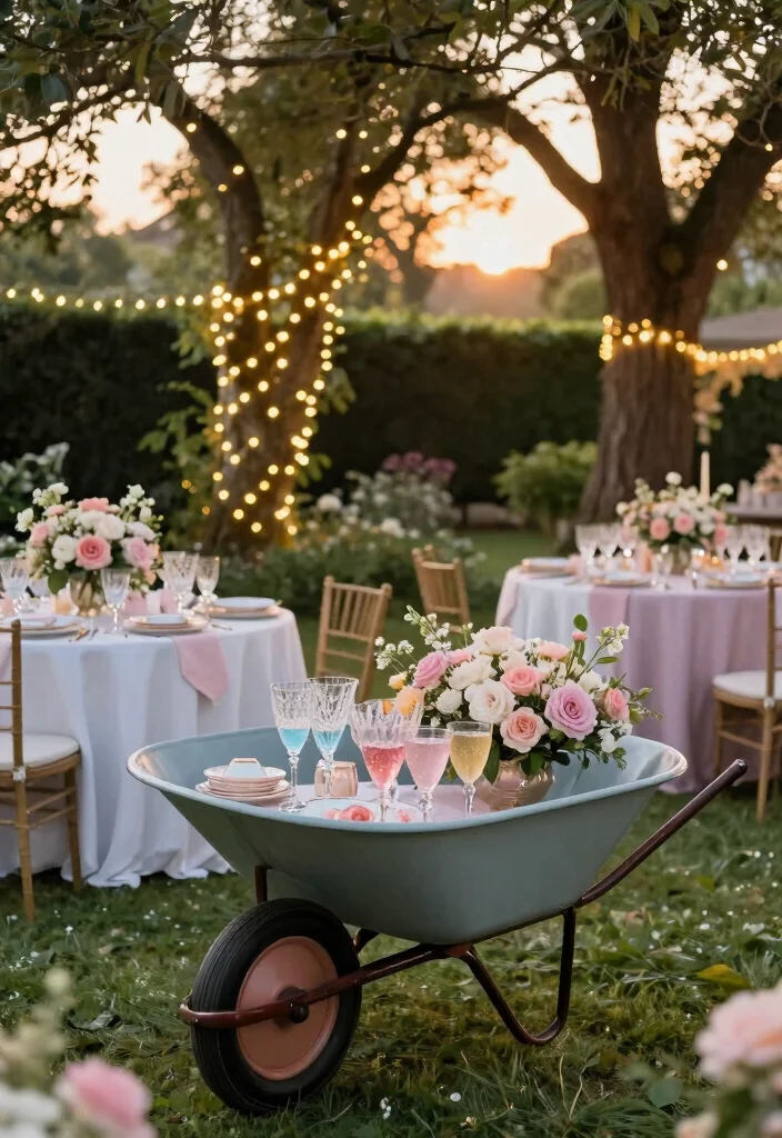 9 Fun Wheelbarrow Cooler Party Ideas for Summer BBQs 3. Garden Party Elegance 0