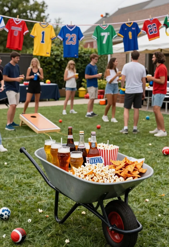 9 Fun Wheelbarrow Cooler Party Ideas for Summer BBQs 4. Sports Themed Bash 0