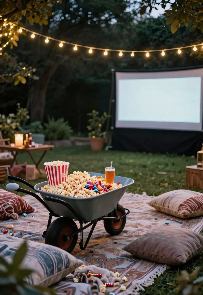 9 Fun Wheelbarrow Cooler Party Ideas for Summer BBQs 6. Backyard Movie Night 0