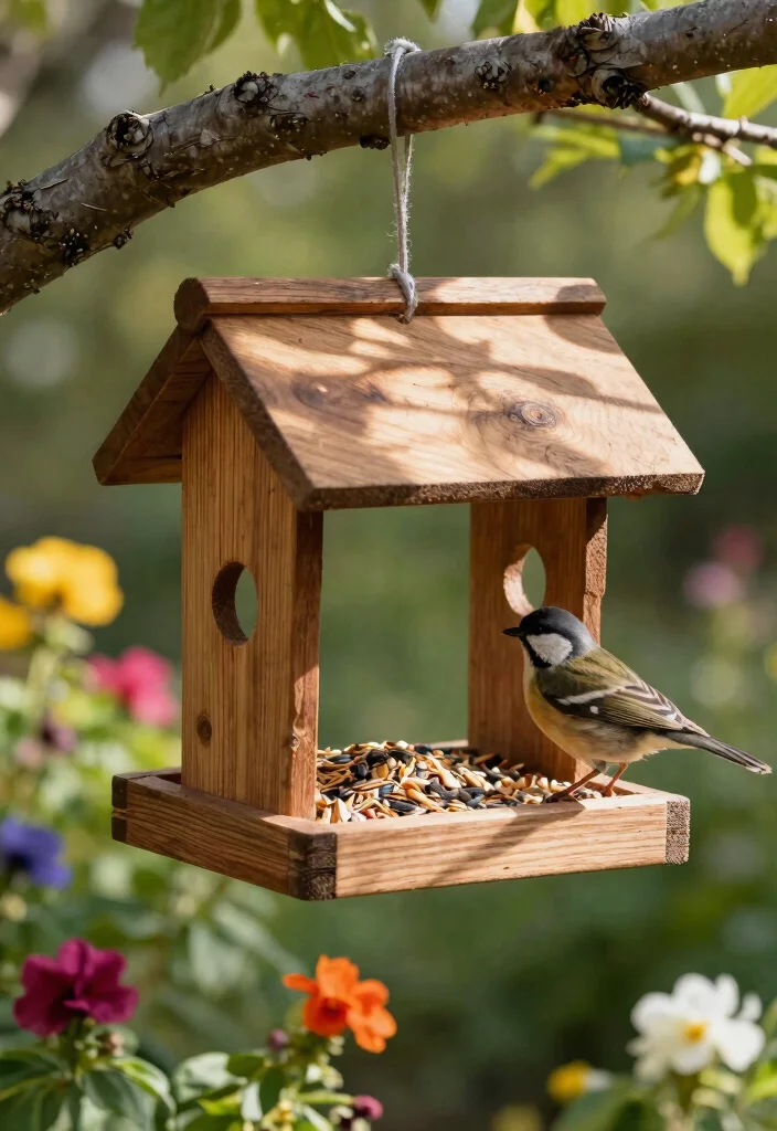 9 Perfect Bird Bath and Feeder Garden Ideas to Attract Birds 2. Rustic Wooden Feeder 0