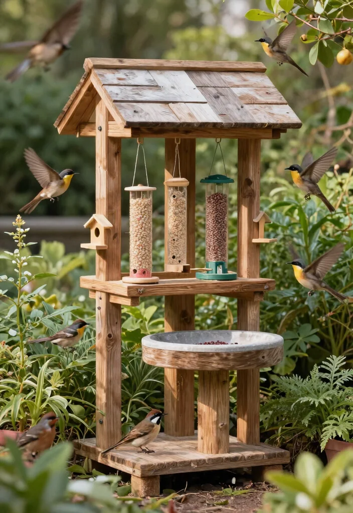 9 Perfect Bird Bath and Feeder Garden Ideas to Attract Birds 9. Eco Friendly Bird Feeding Station 0