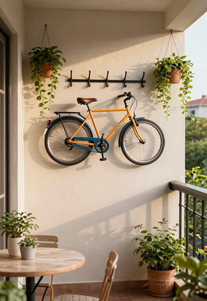 9 Practical Balcony Bike Storage Ideas for Apartment Living 3. Stylish Bike Hooks 0