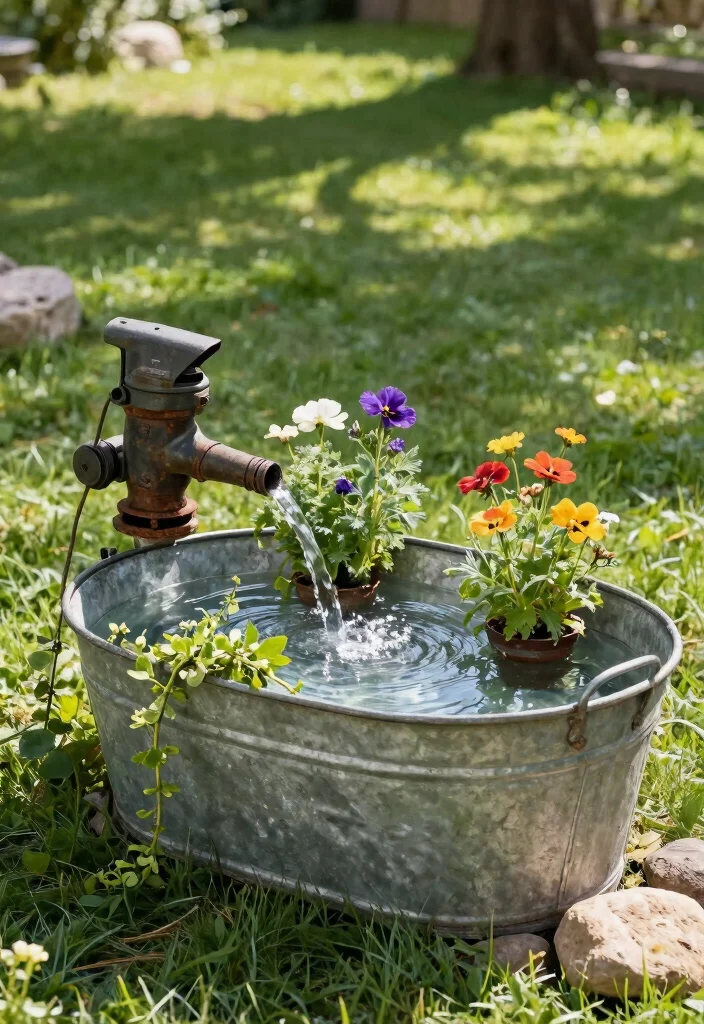 9 Rustic Old Water Pump Fountain Ideas for a Farmhouse Vibe 2 9 Rustic Old Water Pump Fountain Ideas for a Farmhouse Vibe 2. Galvanized Tub Old Pump Delight 0