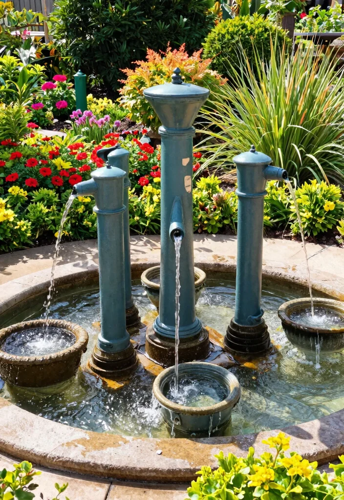 9 Rustic Old Water Pump Fountain Ideas for a Farmhouse Vibe 5 9 Rustic Old Water Pump Fountain Ideas for a Farmhouse Vibe 5. Multi Pump Garden Feature 0