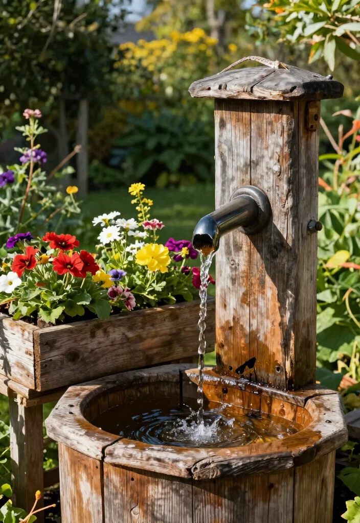9 Rustic Old Water Pump Fountain Ideas for a Farmhouse Vibe 9 9 Rustic Old Water Pump Fountain Ideas for a Farmhouse Vibe 9. Rustic Pump with Reclaimed Wood Base 0