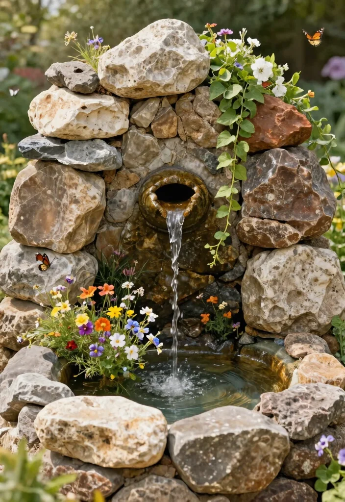 9 Rustic Water Trough Fountain Ideas for Country Gardens 1. Rustic Stone and Water Trough Combo 0