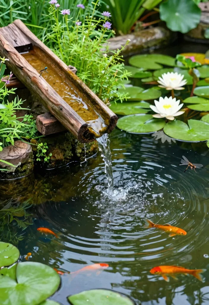 9 Rustic Water Trough Fountain Ideas for Country Gardens 3. Rustic Trough with Natural Pond 0