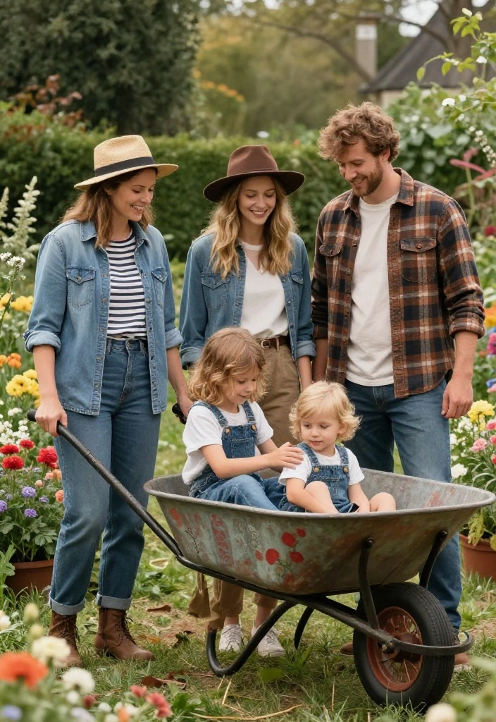 9 Rustic Wheelbarrow Photoshoot Ideas for Family Portraits 8. Rustic Fashion 0