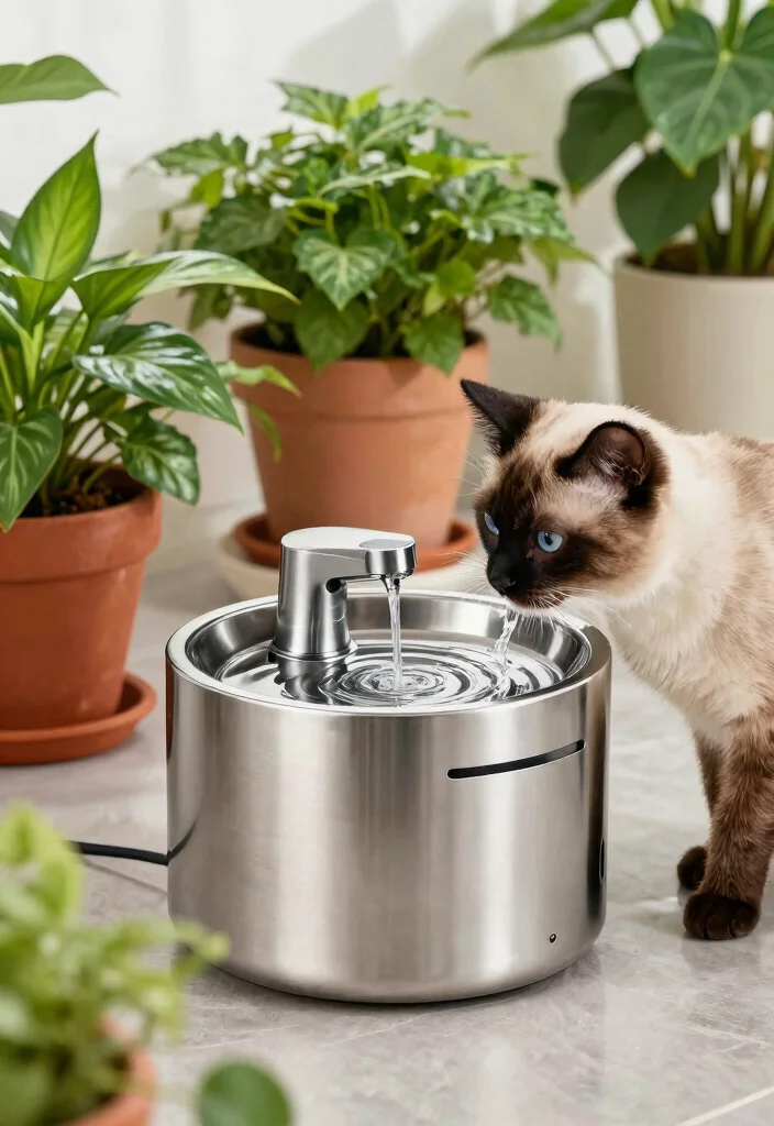 9 Safe and Fun Cat Water Fountain Ideas Your Pet Will Love 4. The Chic Stainless Steel Fountain 0