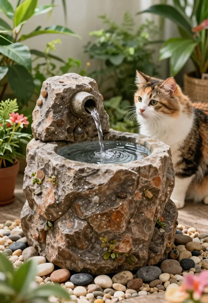 9 Safe and Fun Cat Water Fountain Ideas Your Pet Will Love 5. The Cozy Rock Fountain 0