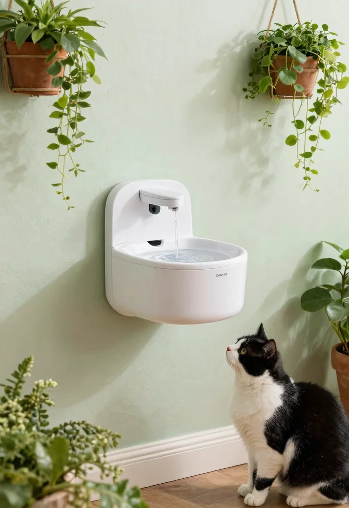 9 Safe and Fun Cat Water Fountain Ideas Your Pet Will Love 7. The Wall Mounted Fountain 0