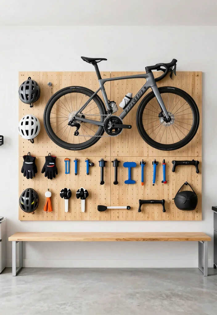 9 Sleek Road Bike Storage Ideas to Display Your Ride 8. Pegboard Organization System 0